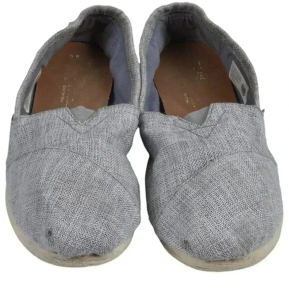 Toms Drizzle Grey Lurex Woven Alpargata Flat Shoe Size 8.5 - Picture 3 of 7